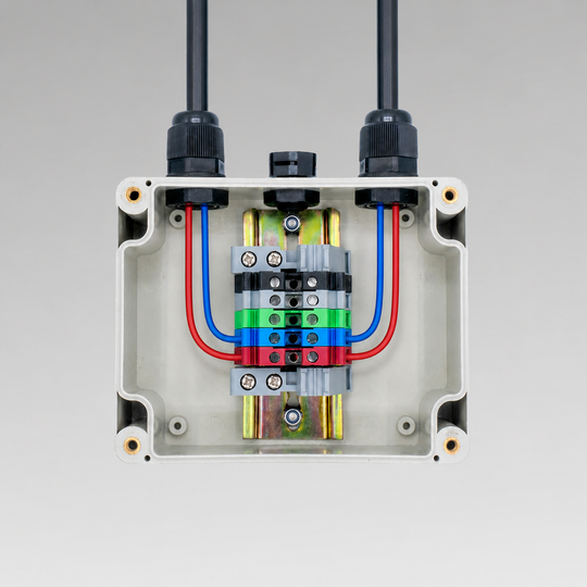 4-20ma level sensor cable extended into a vented junction box
