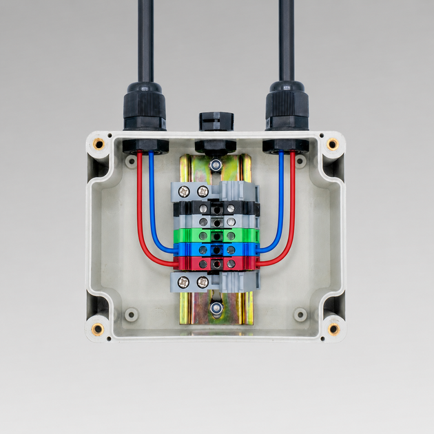 4-20ma level sensor cable extended into a vented junction box
